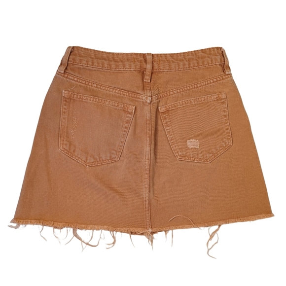 We The Free Rust Boho Distressed 100% Cotton Sz 26 Denim Mini Skirt - Picture 2 of 12